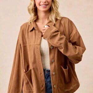 BiBi Corduroy‎ Relaxed Fit Shacket with Back Pleat
